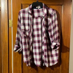 KUT from the kloth size large, button up plaid shirt